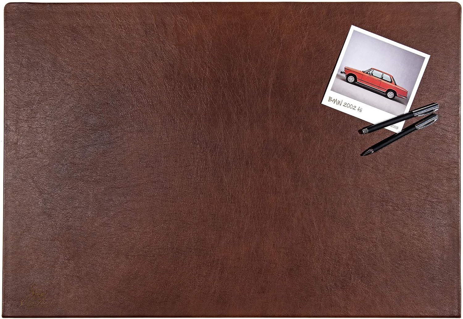 Sous-main en cuir de haute qualité avec protection des bords à 90° - noisette 55x80 cm - idéal pour le bureau et la maison - Sous-main facile à entretenir