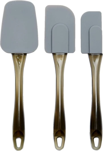 Lot de 3 spatules en silicone, Rectangulaire, Gris/Or, 6.5 x 2.01 x 26.01 cm