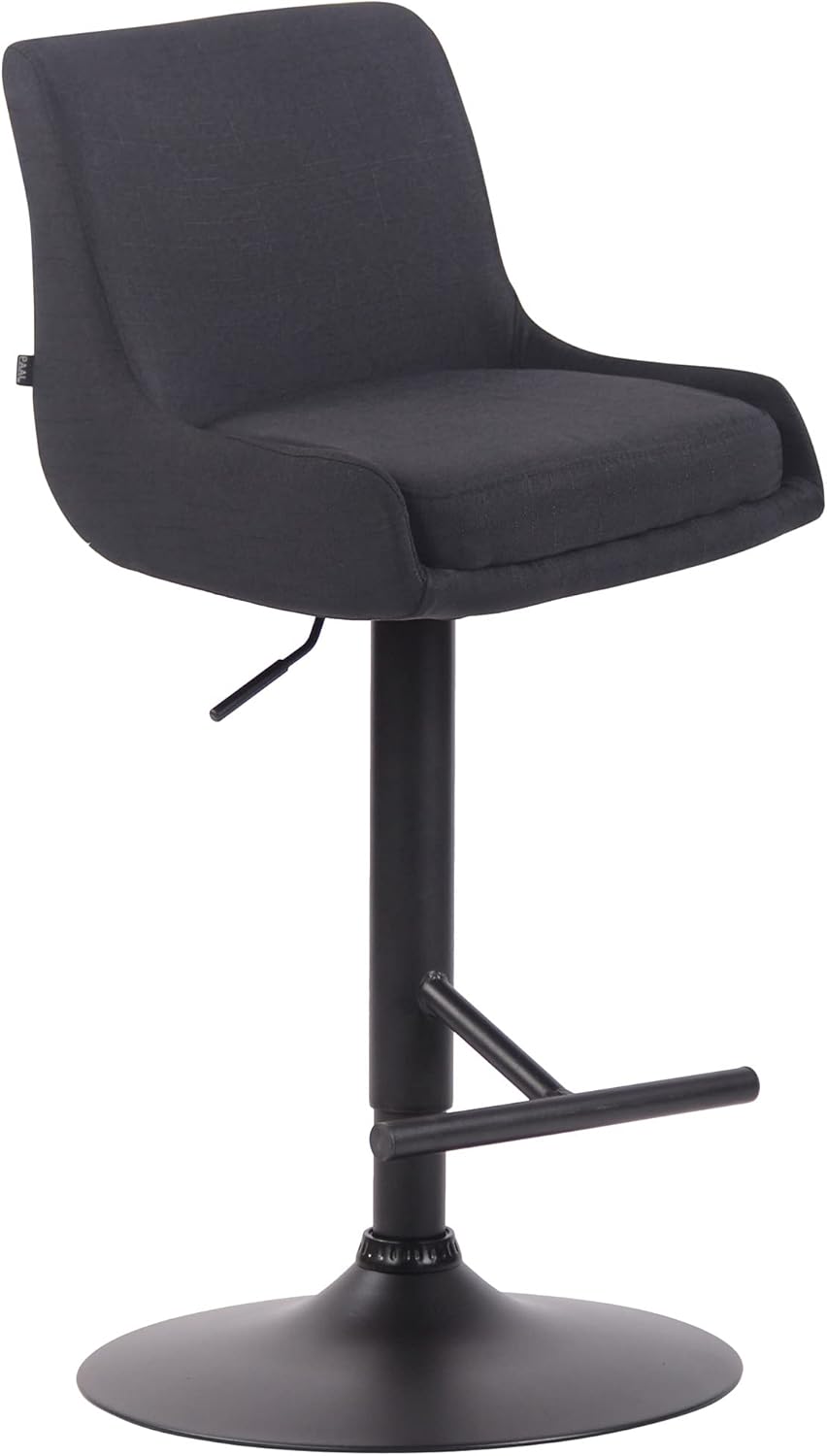 Tabouret De Bar Club En Tissu I Chaise Haute De Bistrot Réglable En Hauteur Et Pivotant I Pied Et Repose-pieds En Métal, Couleur:noir, Couleur du cadre:noir Métal Noir