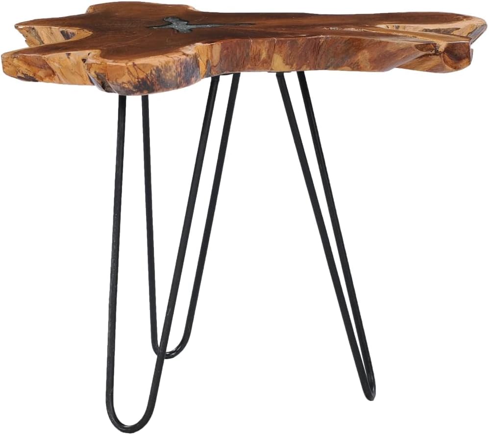 Table Basse Table d'Appoint Table de Salon Bout de Canapé Maison Intérieur Salle de Séjour 70x45 cm Polyrésine Bois de Teck Massif