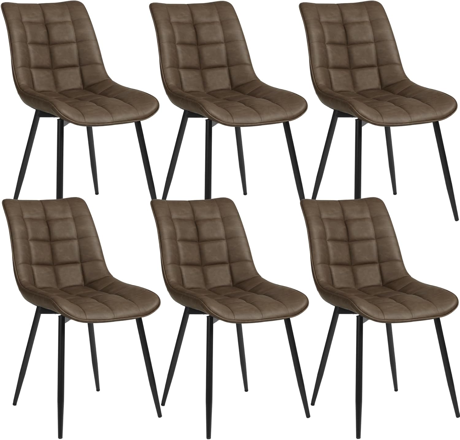 6 X Chaise de Salle à Manger Chaise Design Moderne Assise en Similicuir Bien rembourrée Cadre en métal,Brun BH207br-6 Brun Simili cuir