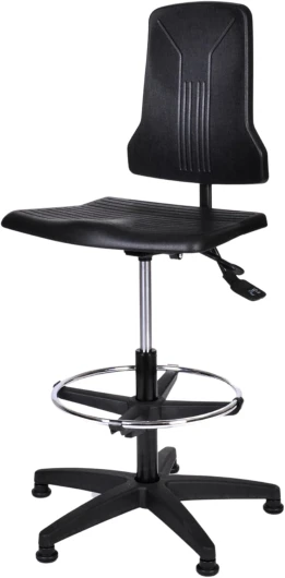 Topsit IND120 Chaise de Travail Ergonomique en polyuréthane, Chaise pivotante, mécanisme synchrone, complète d’Anneau Repose-Pieds en métal, idéale pour Laboratoire, caisses etc.