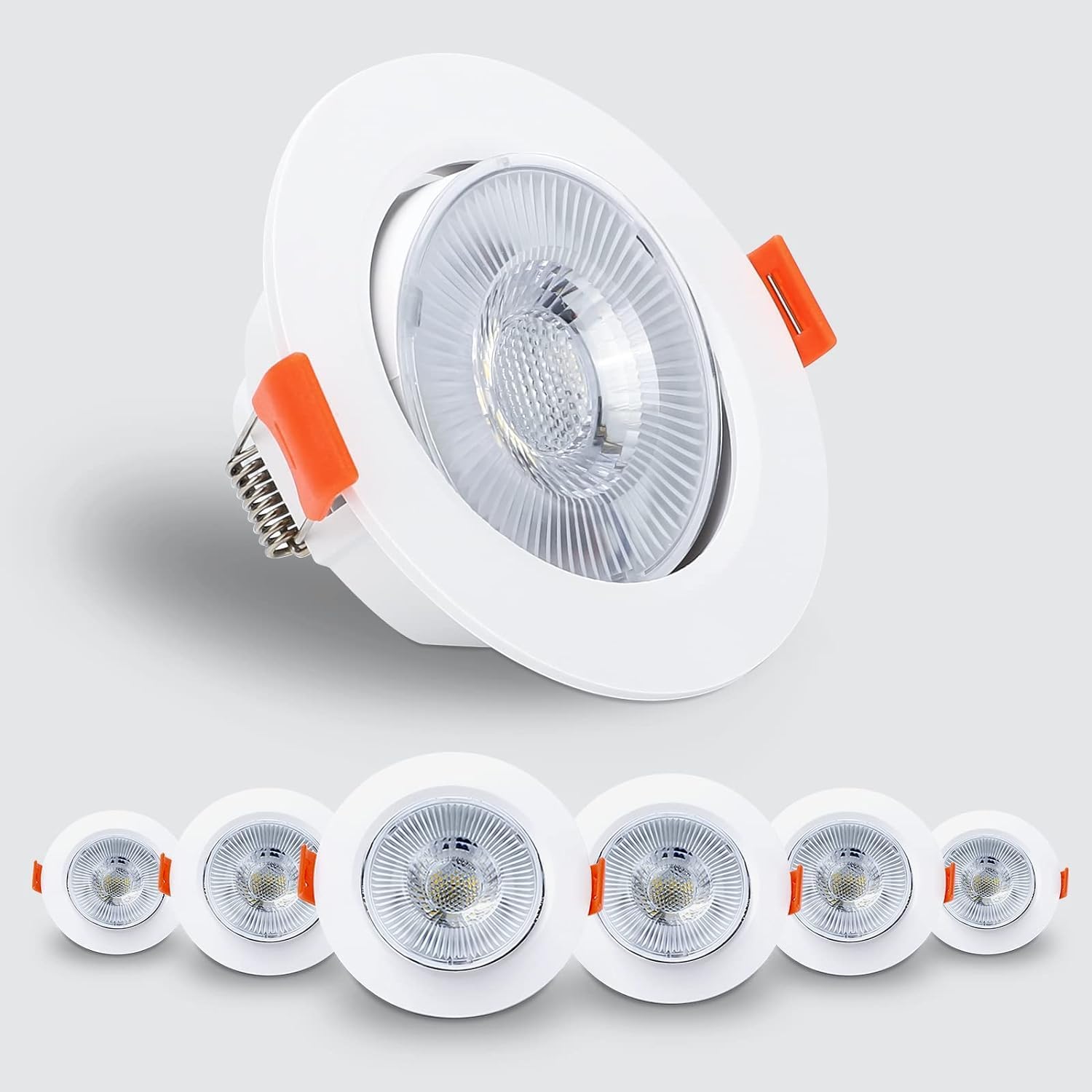 Spot LED Encastrable Orientable 6W - Encastré Lampe Plafonnier Blanc Froid 6000K 610lm Rond Plafond Ø70-80mm Pour Salon Chambre Cuisine Couloir Galerie Lot de 6 6000k Blanc Froid (Lot de 6)