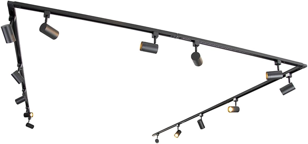 QAZQA jeana - Système de rail spot luminaire plafond, plafonnier compatible pour led - 14 lumière - L 753 cm - Noir - Moderne - éclairage intérieur - Salon I Chambre I Cuisine I Salle à manger