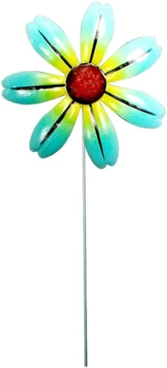 Sculpture de décoration de jardin en métal, piquets de fleurs en fer, décoration artistique pour la maison et le jardin, robuste et utilisation en intérieur et en extérieur (bleu)