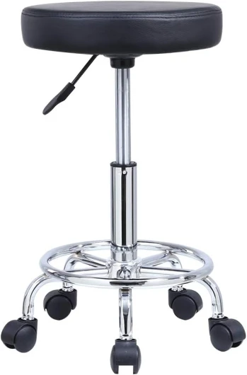 KKTONER Tabouret réglable en Hauteur Rotatif Tabouret de Bar Tabouret de Travail en Cuir synthétique Tabouret de Bureau Tabouret de Pratique Noir