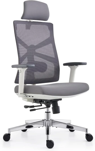 Chaise de Bureau Ergonomique avec Dossier Adaptable, Fauteuil D'ordinateur avec Accoudoirs 4D, Profondeur D'assise Réglable, Soutien Lombaire et Appui-tête 2D, Siège de Travail, Blanc