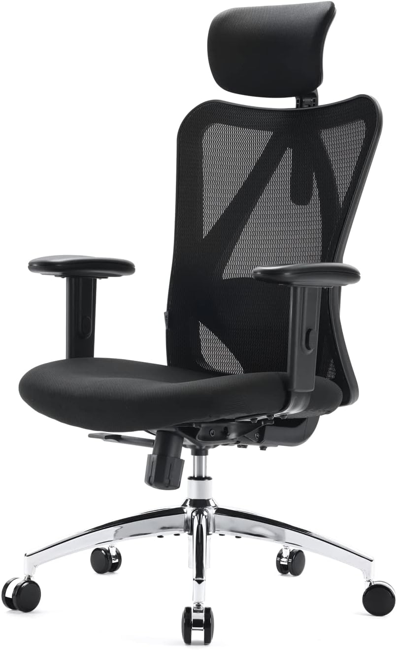 Chaise de Bureau, Siege de Bureau Ergonomique avec Support Lombaire et accoudoir réglable, Fauteuil de Bureau d'une capacité maximale de 150 kg Noir De base