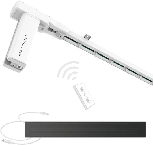 Rail de Rideau Motorisé sans Installation Électrique, Kit de Rail de Rideau Intelligent avec Alimentation par Panneau Solaire, Longueur 3 mètres Aluminium 300 cm