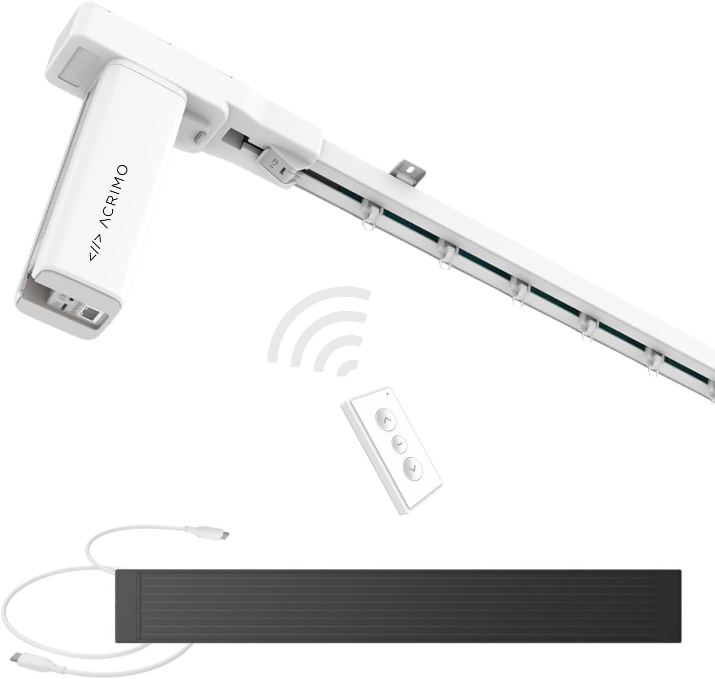 Rail de Rideau Motorisé sans Installation Électrique, Kit de Rail de Rideau Intelligent avec Alimentation par Panneau Solaire, Longueur 4 mètres Aluminium 400 cm