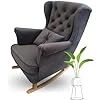 Fauteuil à Bascule Salon - Fauteuil Relaxant - Chaise d'allaitement, Chaise à Bascule - Fauteuil Confortable pour Les Femmes Enceintes, Fauteuil Scandinave en Velours (Gris foncé)