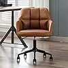 Chaise de Bureau en Cuir PU Fauteuil Travail Pivotant à 360° pour Salon Chambre Chaise Rembourré avec Hauteur Réglable (Marron (roulettes)) 59*59*89 cm Marron (Roulettes)