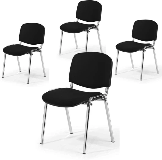 Topsit Lot de 4 Chaises visiteurs ISO Chaise de conférence empilable et Confortable avec Assise et Dossier rembourré Noir