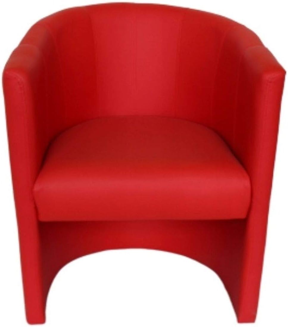 Cocktailsessel Club Tom - Hocker en Similicuir, Fauteuil pour Salon, Bureau, Hôtel - Siège, Mobilier d'hôtel - Chaise Rembourrée, Fauteuil de Club, Fauteuil Lounge, Fauteuil Cocktail (Rouge)