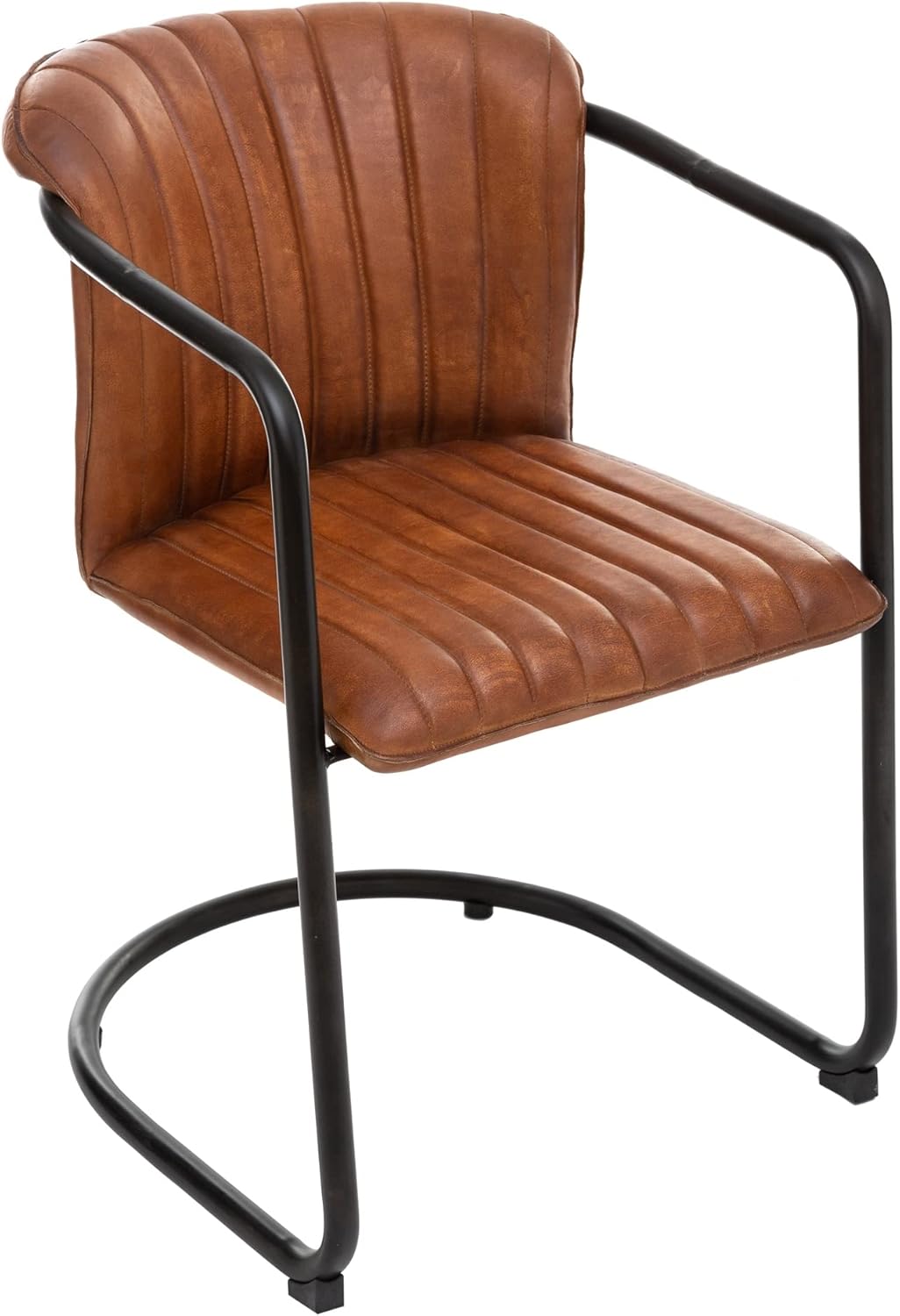 Atmosphera - Fauteuil Kavi Cognac en Cuir cm Cognac