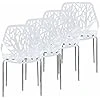 Makika Chaise de Design Siège de Bureau Salle à Manger Salon Style Rembourrée avec Pieds Bois Moderne Unique Scandinave Ensemble de Chaises CALUNA Ensemble de 4 en Blanc