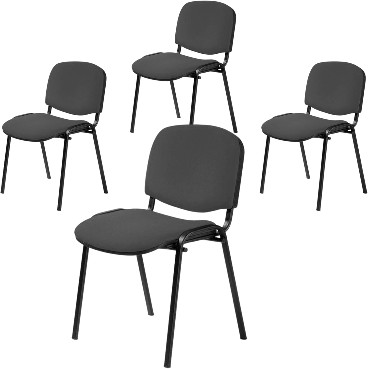 Topsit Lot de 4 Chaises Visiteur ISO Chaises de conférence empilables et Confortables avec Assise et Dossier rembourrés Anthracite