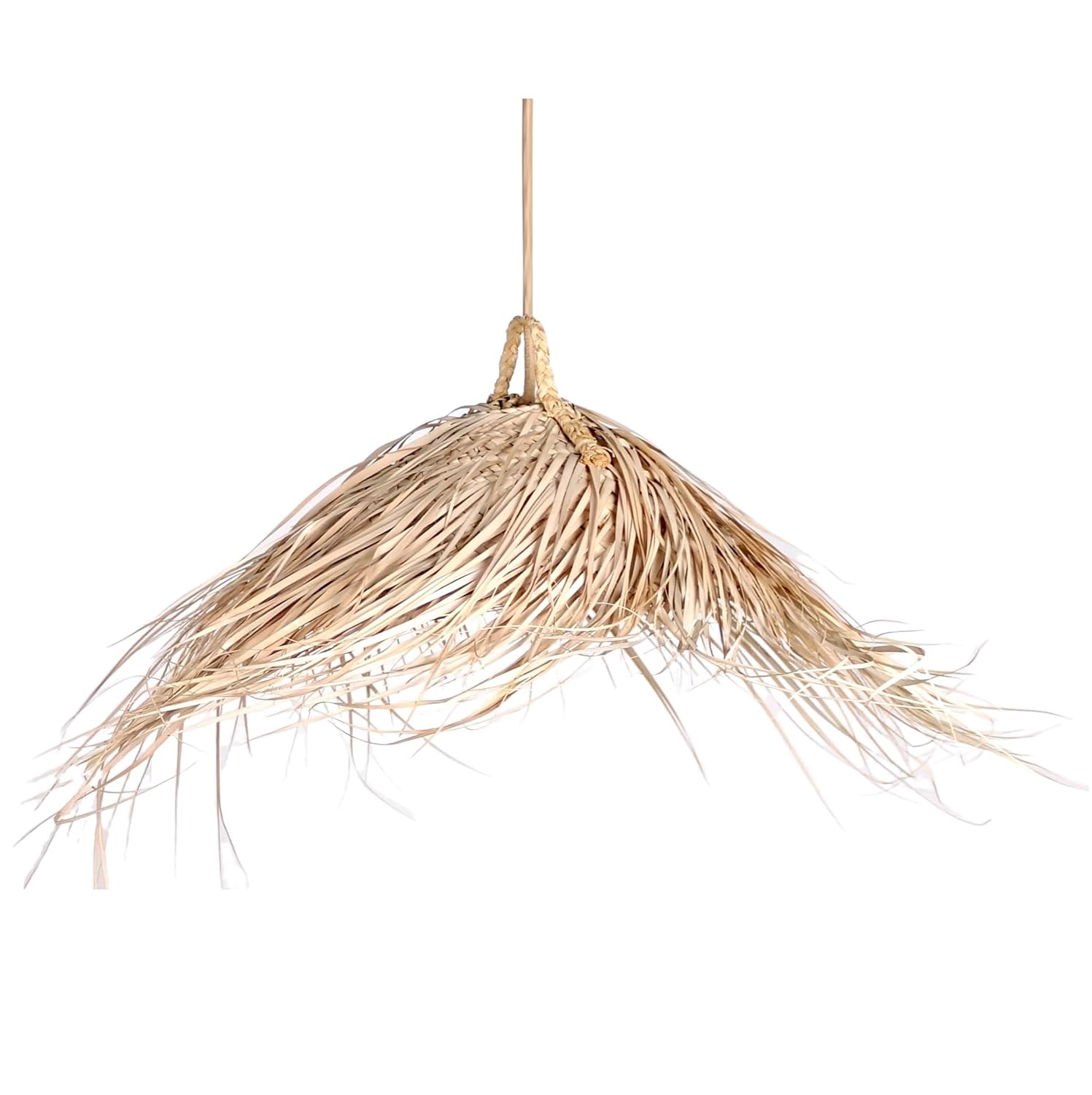 Bohome Living - Suspension en Rotin à Franges, Lampe Suspendu en Osier, Suspension Parasol, Fait Main (Taille XS Ø40cm)