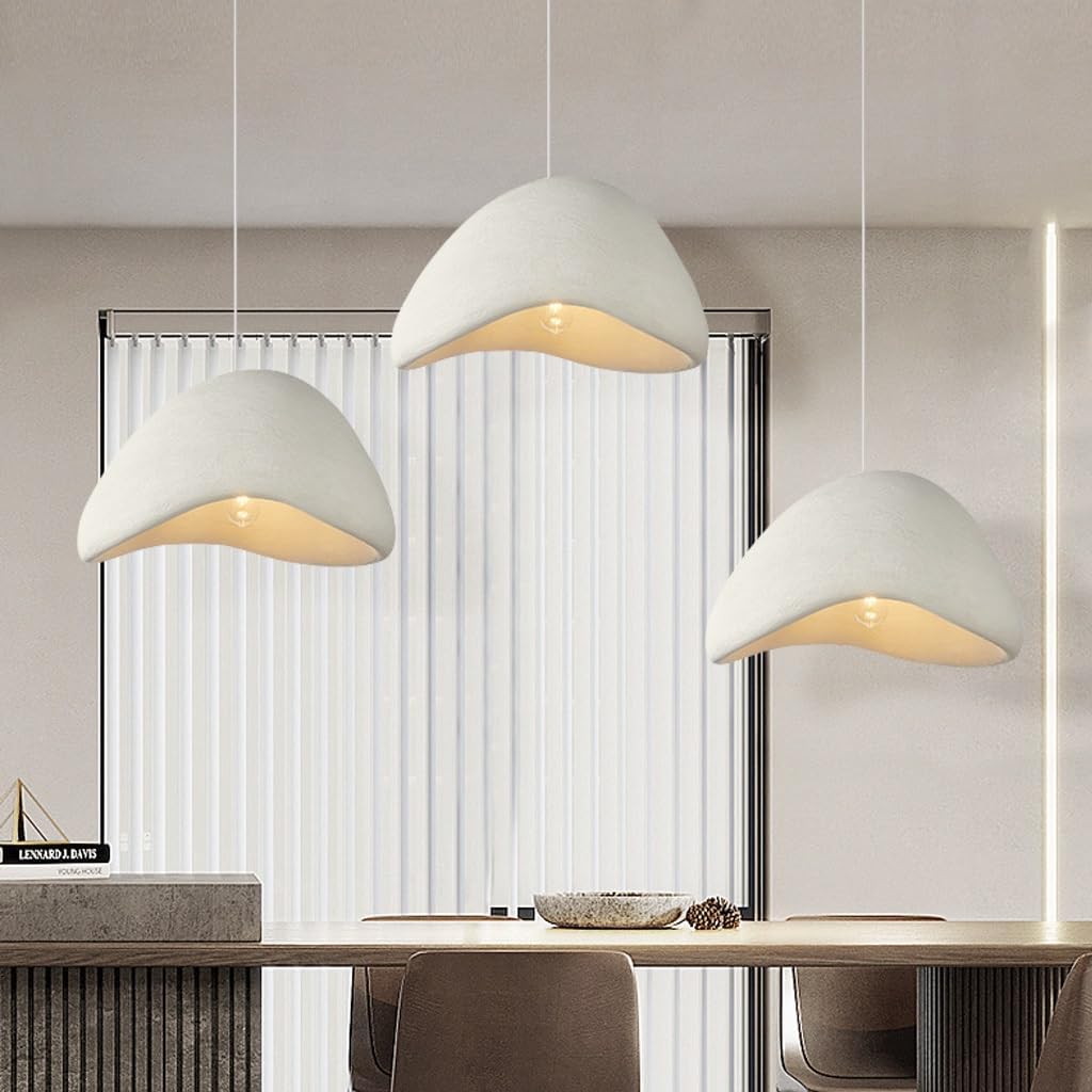 AHQX Lustre Suspension wabi-sabi e27 lustre hauteur réglable lustre salle à manger lustres minimaliste moderne premium lustre suspendue bar chambre à coucher salon éclairage couloir chandeliers blanc( B 3-flammig long