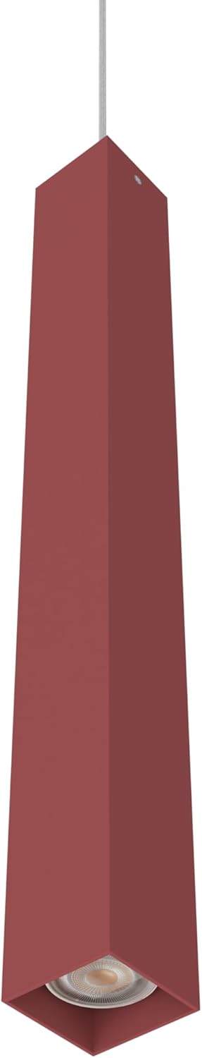 + Lampe à suspension minimaliste moderne, fabriquée à la main, abat-jour, en métal, GU10, pour cuisine, salon, chambre, design moderne (rouge, 6 x 60 cm) Rouge 6x6x60cm