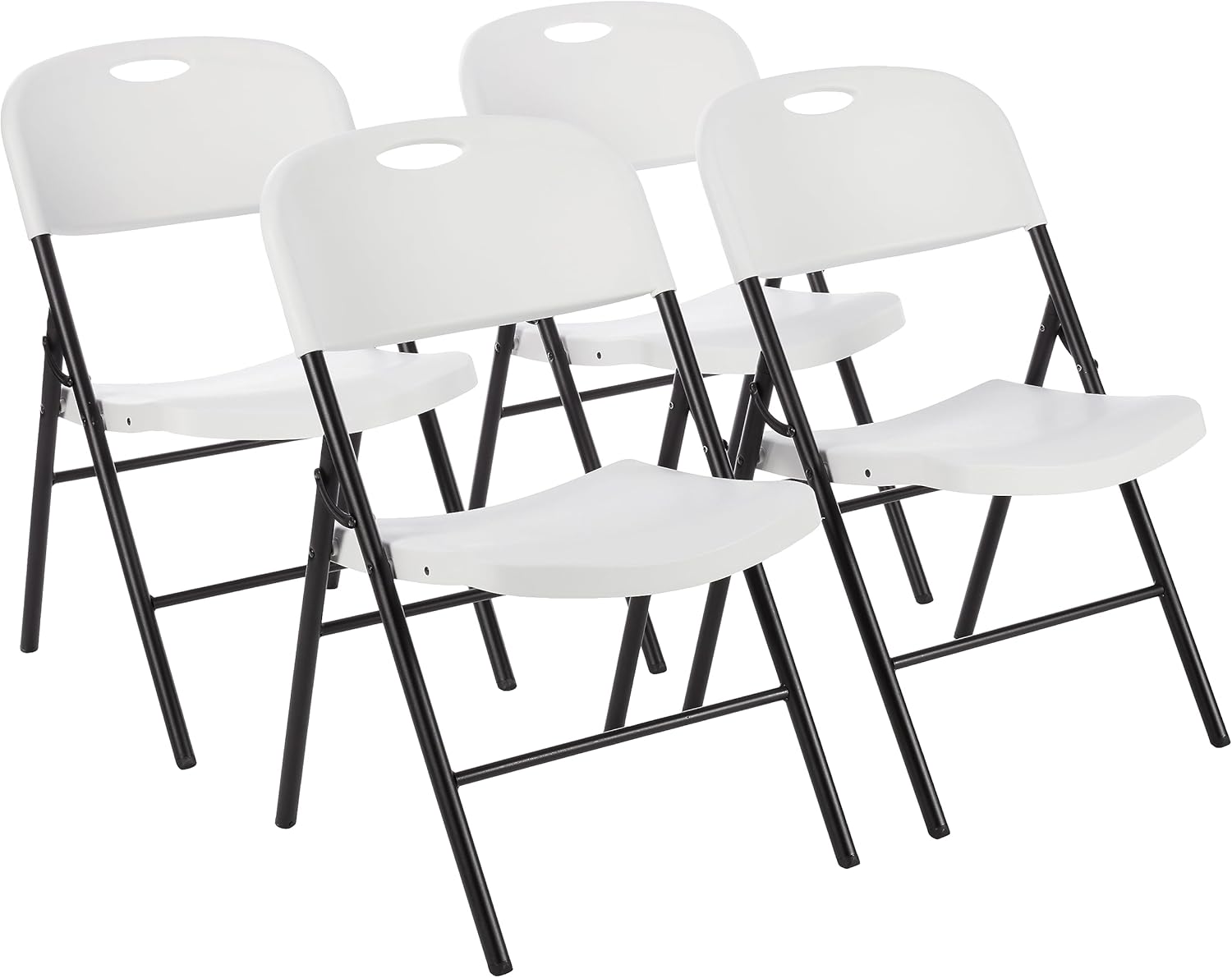 Lot de 4 chaises pliantes en plastique et métal pour camping, cuisine, intérieur et extérieur, blanc, jusqu'à 158 kg Lot de 4 Blanc