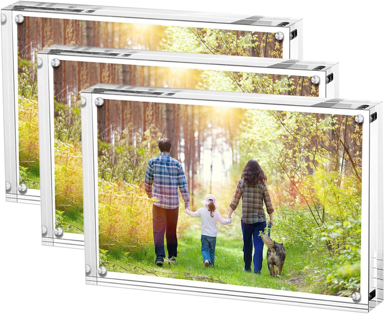 Boxalls Cadre Photo 10 x 15 cm - Lot de 3 Cadres photos - Acrylique - Profil de Cadre 2 cm ! - transparent (10 x 15 cm Lot de 3)