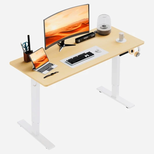 HOMAVO Bureau,Bureau Assis Debout Électrique 60x110cm,Fonction mémoire et Anti-Collision,Hauteur Réglable 70-117cm(Naturel) 110x60cm Naturel