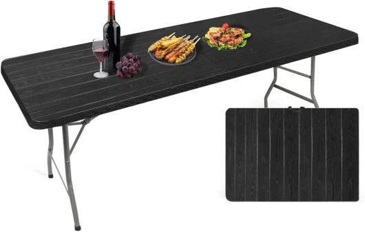 IZTOSS Table Pliante Rectangulaire en Aspect Rotin - Table de Jardin 8 Personnes L181 x l75.5 x H73cm - Table Camping Exterieur pour Jardin Terrasse et Balcon (1xTable)