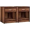 ® Set de 2 Table de Chevet Noix 35x40x50cm Table de Nuit avec Un tiroir Niche Meuble de Rangement Chambre
