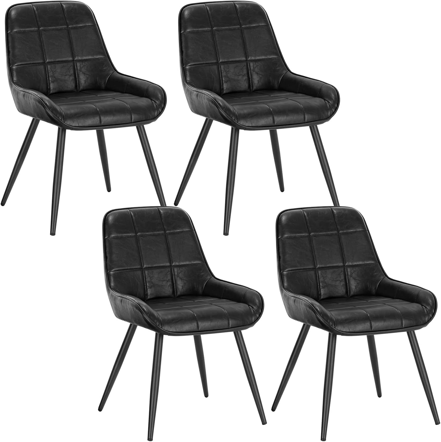 Lot de 4 Chaises de Salle à Manger, Chaises Relaxantes en Simili Cuir, pour Salon, Salle de séjour, Cuisine, Chambre à Coucher, Noir, BH332sz-4 Noir Simili cuir