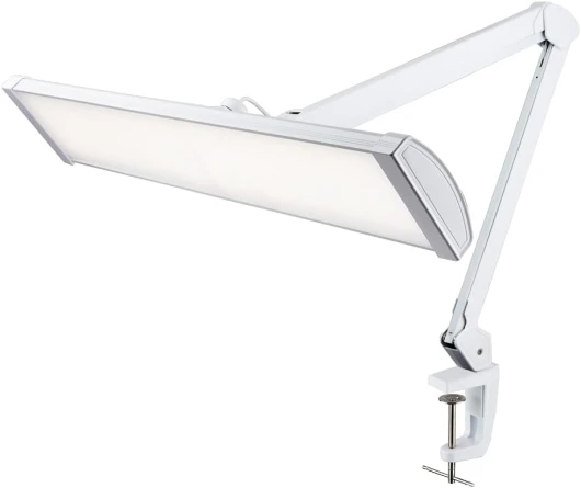 Lampe de bureau LED Ultra 3 500 lumens, 5 niveaux de luminosité, 3 modes d'éclairage, intensité variable, 45W, abat-jour en métal 66 cm, 540 LED (CCT avec Pince, Blanc)