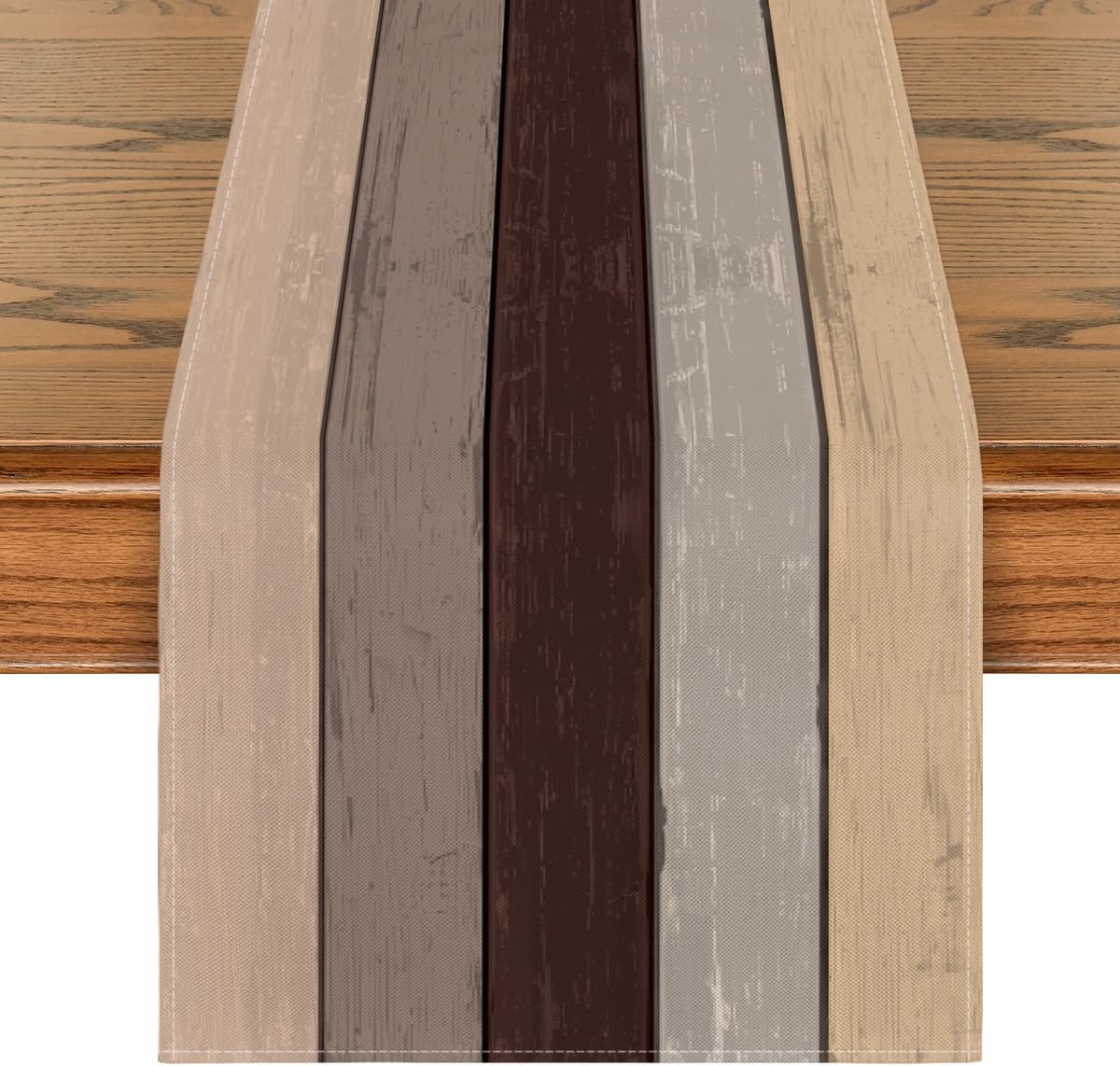 Chemin de table marron ancien rustique en bois pour l'automne, décoration de cuisine et d'intérieur, vacances, fête, 40 x 140 cm 40 x 140 cm, Chemin de Table Marron