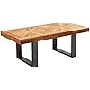 FineBuy Table Basse Mango en Bois Massif/Metal 105 x 40 x 55 cm - Table d'appoint de Style Moderne - Table de Salon Rectangulaire