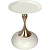 Table d'appoint moderne ronde blanche - Petite table d'appoint légère dorée - Table de salon ronde en métal Blanc et Doré