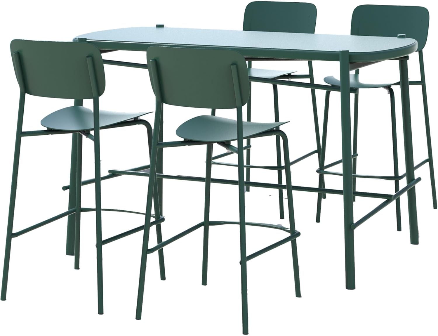 JonesHouseDeco Table de Bar Table Haute Fine Table de Cuisine Ensemble de 5 Tables de Salle à Manger en Aluminium Table de Salle à Manger avec Cadre en Métal Vert 4 Vert