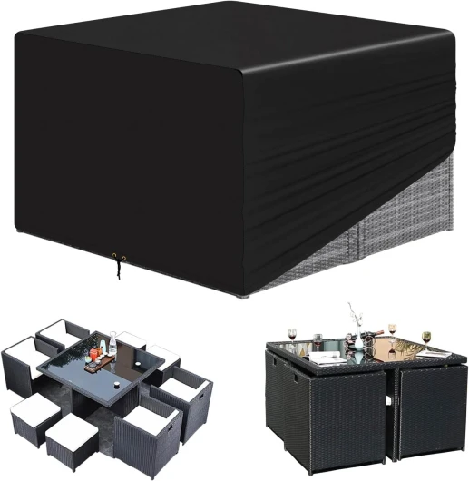 RICHIE Ensemble de meubles de jardin cubiques en rotin imperméable 420D résistant au vent et anti-UV 125 x 125 x 71 cm