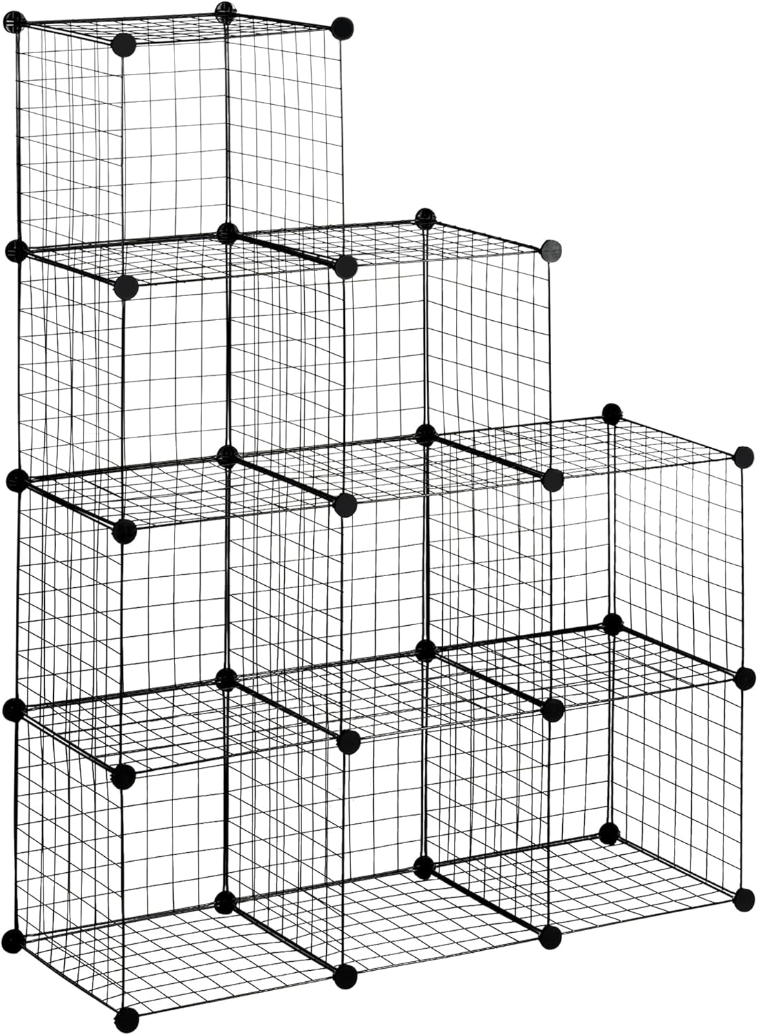 Étagère modulable Meuble de Rangement Cube avec 9 Compartiments, étagère Cube DIY en Treillis métallique pour Salon, Chambre à Coucher, Noir