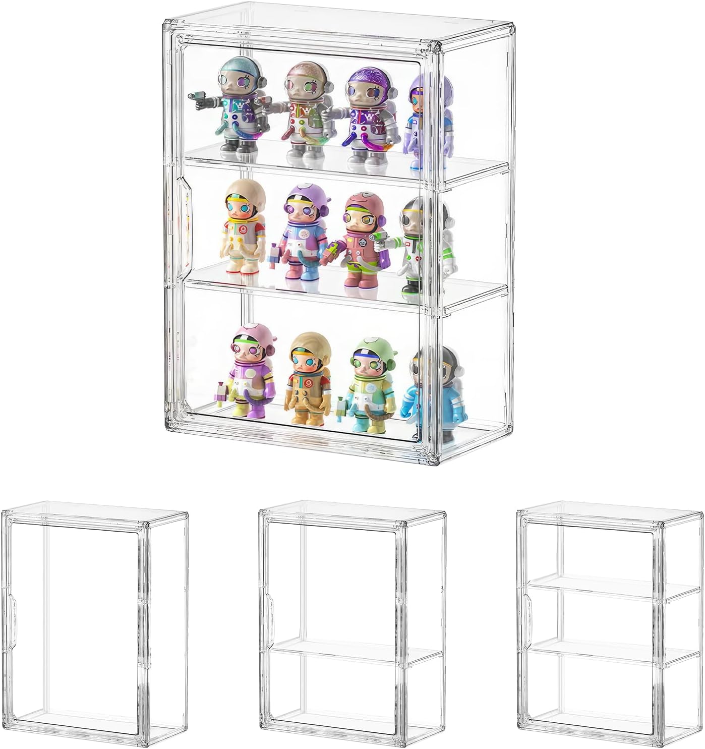 Vitrine Acrylique, Vitrine Exposition pour Objets de Collection 36x13x27cm 2 étagères Vitrine Anti Poussière Certifiée UV pour Figurines Poupées Miniatures Vitrine Empilable,Modulaire Auto-assemblable