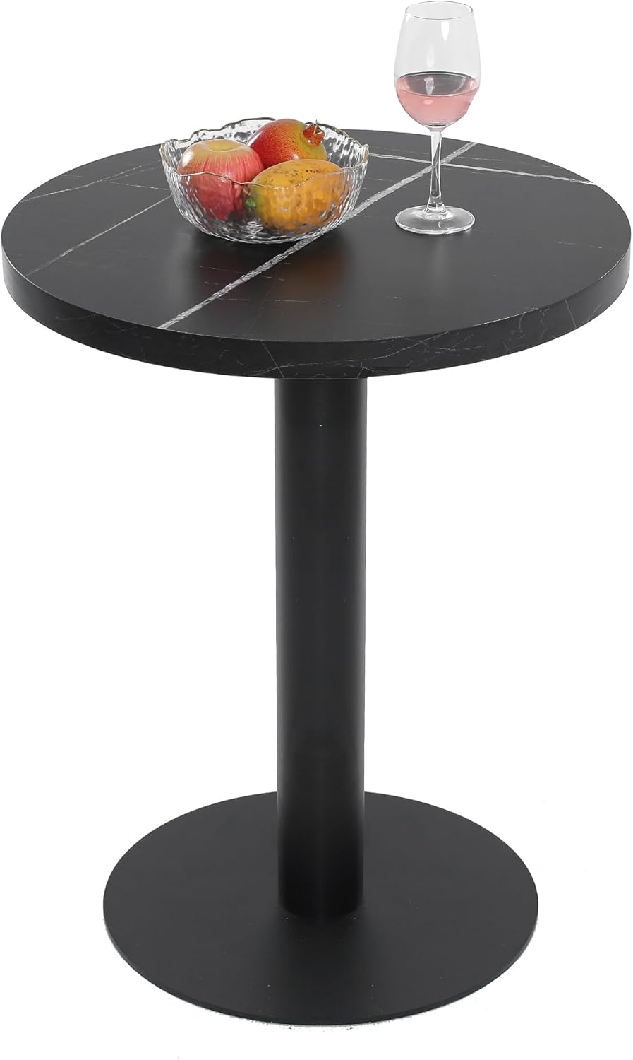 Table à Manger Marbre Ronde Design Petite Table de Cuisine 2 Personnes Dining Table pour Salle à Manger Salon Balcon, Noir φ60cm Ronde 60cm Ronde Noir