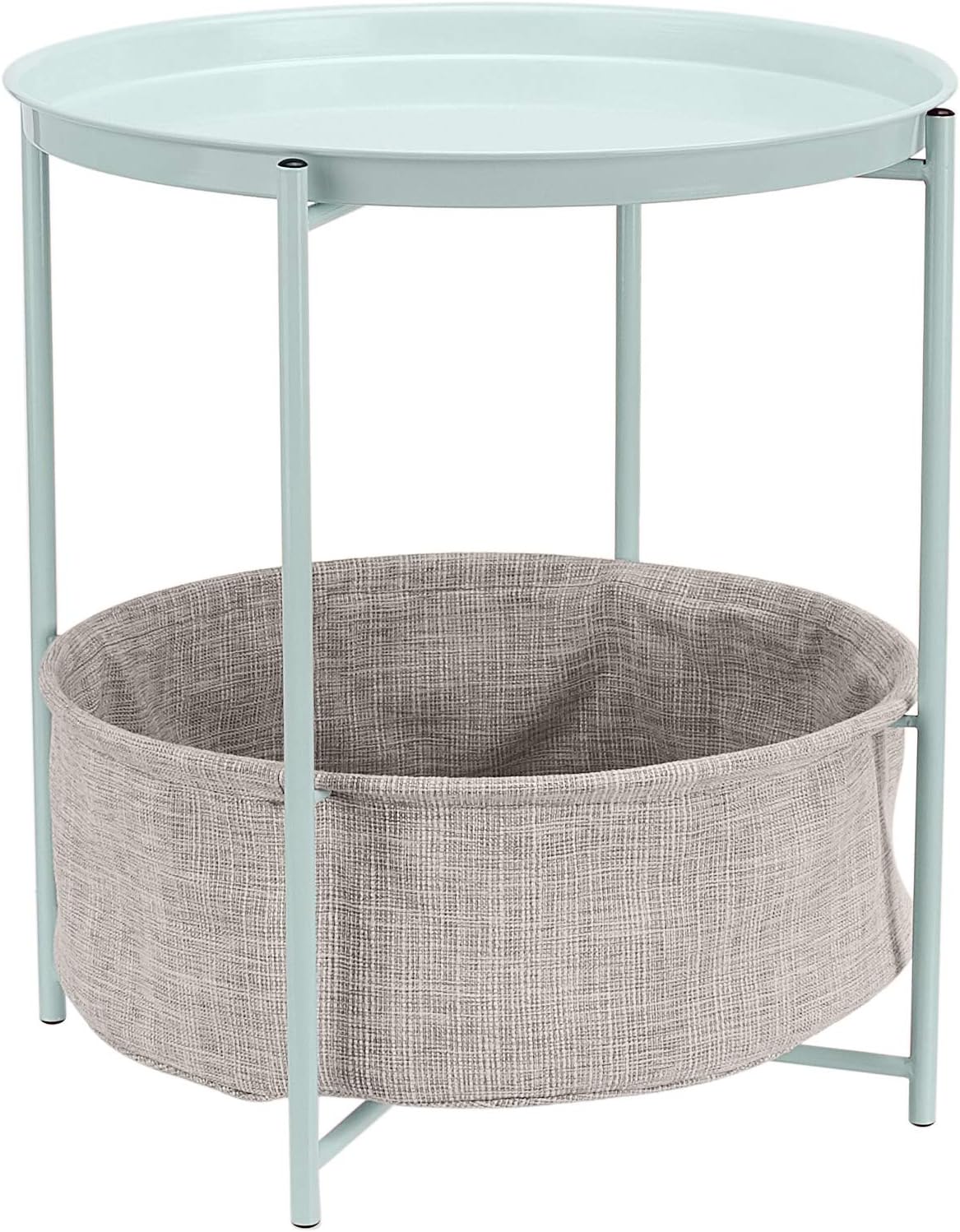 Table de nuit ronde de rangement, Vert Menthe, 44.96 cm D x 44.96 cm W x 48 cm H