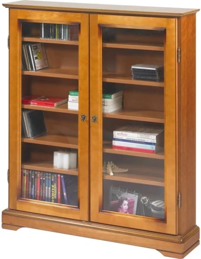 ACTUAL DIFFUSION Vitrine 2 Portes Vitrées Merisier 6 Niches L 92.4 H 105.8 P 21.5 cm
