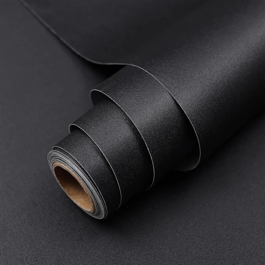 Papier Adhesif pour Meuble Noir Mat 40X300cm, Film Autocollant Meuble Décoratif, Papier Peint Adhesif Mural, Rouleau Vinyle Autocollant Impermeable pour Cuisine Tables Armoires 40 x 300 cm Noir