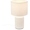 Lampe de Table avec Abat-Jour en Tissu, Interrupteur à Fil, Pied en Céramique, de Chevet, Déco Couloir, de Bureau, de Lecture, 22x37,5 cm, Blanc Mat Blanc 37,5 cm