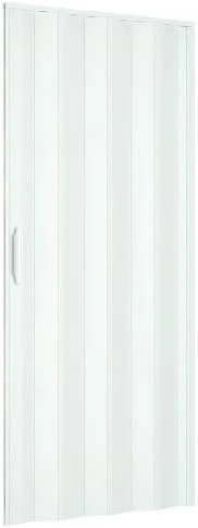 Porte à soufflet 82 x 210 cm modèle extra standard en PVC de couleur blanche avec fermeture réversible réglable aussi bien en hauteur que en longueur