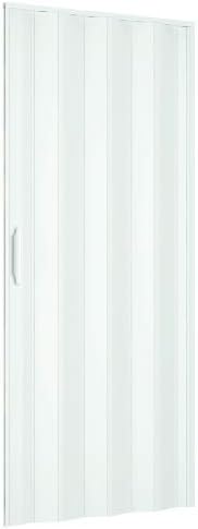 Porte à soufflet 83 x 214 cm modèle extra standard en PVC de couleur blanche avec fermeture réversible réglable aussi bien en hauteur que en longueur