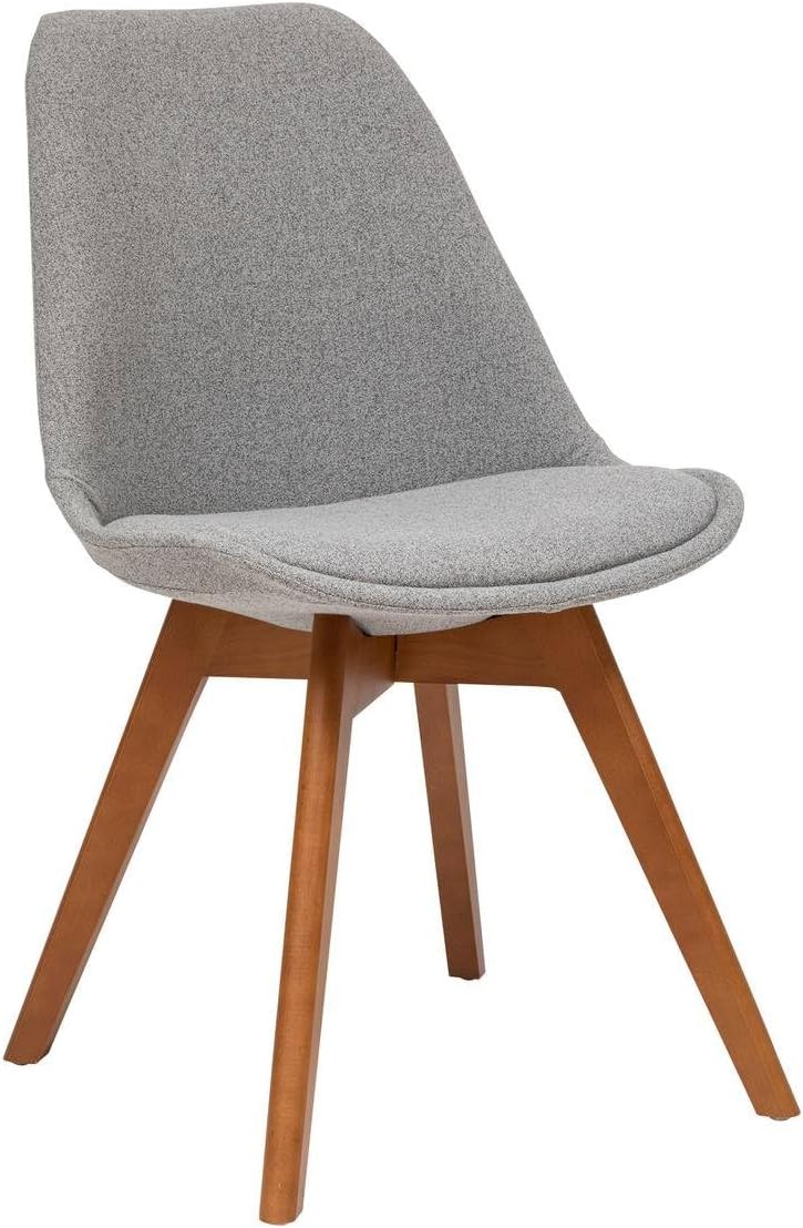 Atmosphera Créateur d'Intérieur - Chaise Baya Rétro Gris - Tissu et Hêtre - Salle à Manger, Cuisine, Bureau, Salon - Confortable Coussin Intégré Gris Tendance