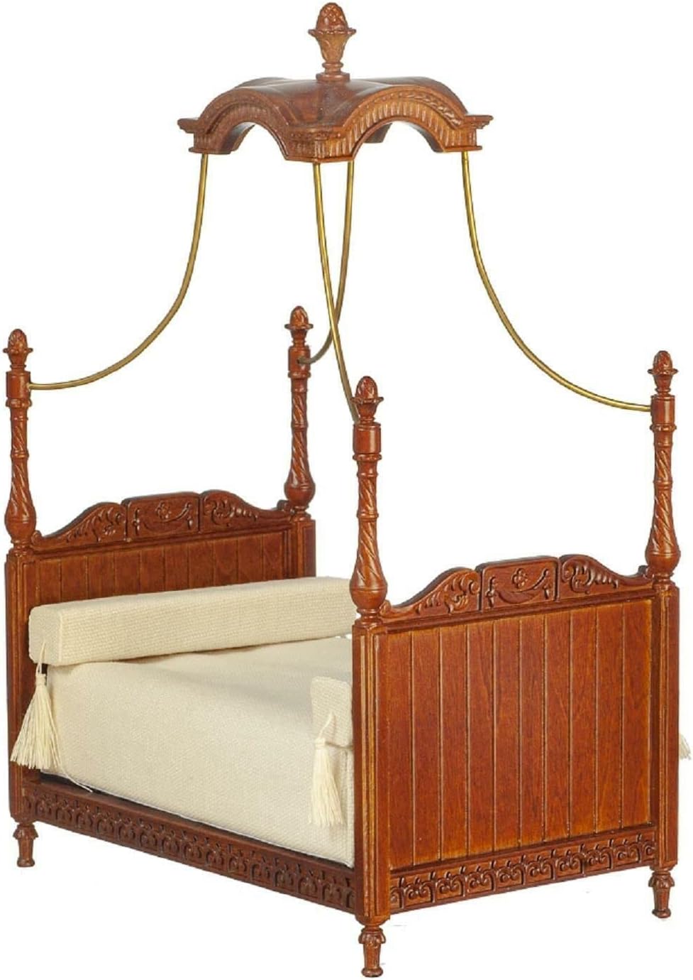 Dolls House Louis XV Lit à baldaquin double en noyer 1:12