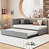 YEHTOKHOME Canapé-lit 90x200cm Multifonctionnel Avec Lit Escamotable, Rembourré en Tissu Velours, Pour Enfants Style Moderne, Lits d'Invités (Sans Matelas) (Gris 1)