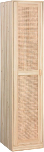 Sweeek - Armoire Dressing cannage et Effet Bois - Garde-Robe 1 Porte - 5 étagères H180cm