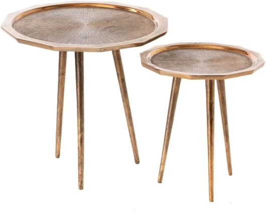 Amadeus - Set de 2 Tables Basses Nénuphar Or